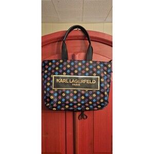 NWT Karl Lagerfeld Paris Amour Tote Shoulder Bag Purse Logo & Dot Print 148$